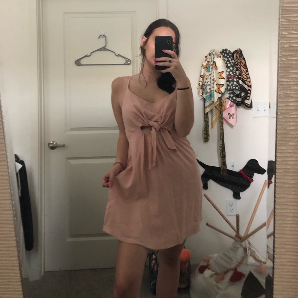 Pink knot front dress